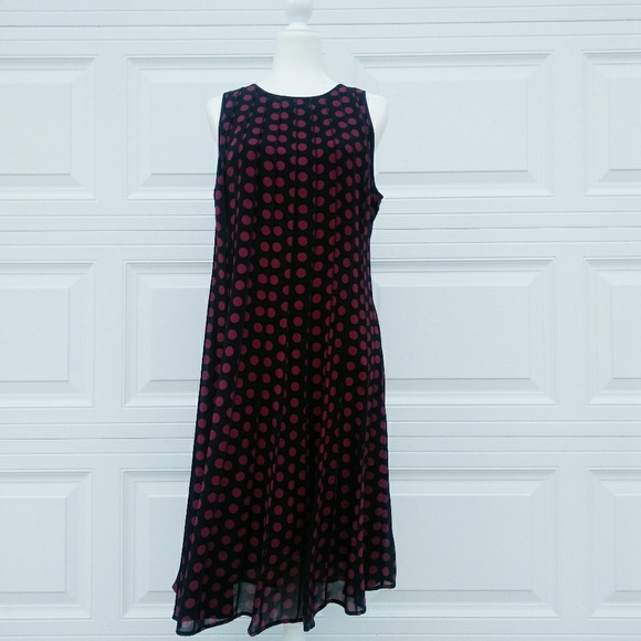 Black Michael Kors dress with red polkadots sz 16 - Picture 2 of 8